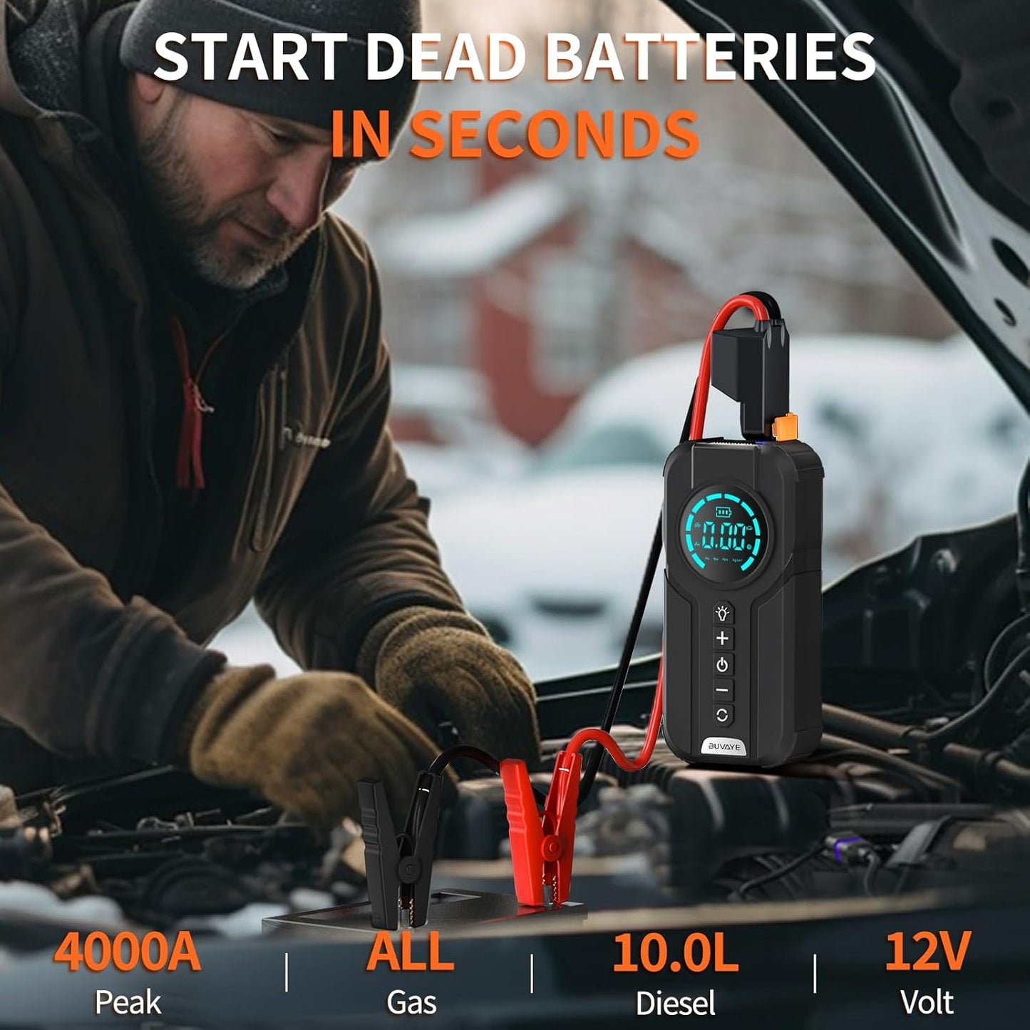 TurboJump™ - Dual-Purpose Air Compressor and Battery Jumper
