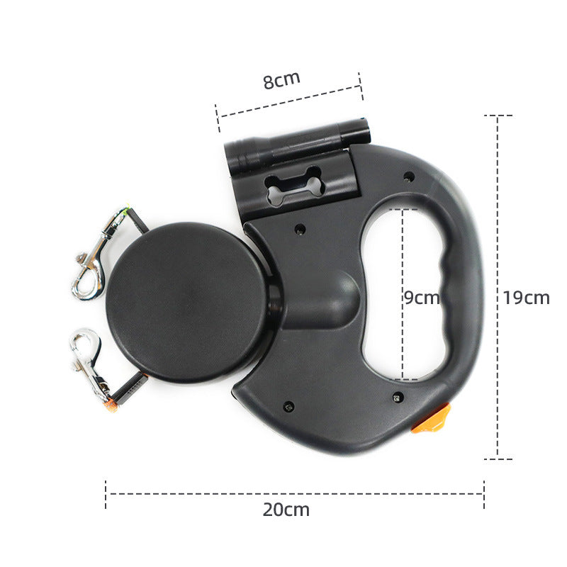 Pet automatic leash, double-headed teles dog chain, one drag and two dogs, two-in-one dog walking leash